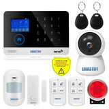 Wireless Tuya APP SIM GSM Home RFID Burglar Security LCD Touch Keyboard WIFI GSM Alarm System Sensor kit Russian,Spanish Voice