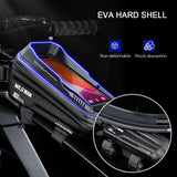 6.7in Touch Screen Bike Handlebar Bag Waterproof Front Frame Top Tube Bicycle Pouch Large Capacity Cycling Front Storage Bag