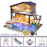 CUTEBEE DIY Dollhouse Wooden Doll Houses Miniature Doll House Furniture Kit Casa Music Led Toys for Children Birthday Gift A68A