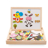 Montessori Kid Toy Wooden Magnetic Puzzle White Board Drawing Set Cartoon Animals Farm Puzzle Kids Educational Toy Baby Gift Kit