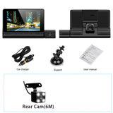 1080P Car DVR 3 Camera Lens Dashcam 1080P HD 4 Inch Touch Screen Auto Video Recorder Front Rear View 24h Vehicle Black Box