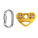 1 Pcs O Shape 25KN Alloy Steel Safety Buckle Professional Rock Climbing Carabiner Main Lock &amp; 1 Pcs 30KN Pulley Tandem Pulley Ta