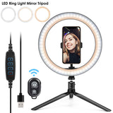 LED Ring Light USB Desk Ring Lamp LED Desktop Ring Lights 10 Brightness Dimmable 2700-6500K With Tripod Stand For Live Streaming