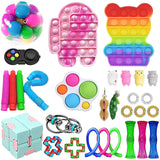 Popite Dimple Fidget Toys Set Box Pushs Bubble Fidget Toys Pack Children Adult Sensory Popete Game Kit Stress Reliever Toy