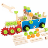 Construction Set Toy-Montessori Wooden Toys Kids Tool Set-Wooden Kids Tool Box Kit Wooden Nut Combination Toys Screw Toys