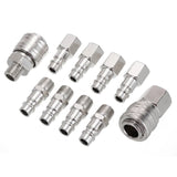 German Nickel-plated Air Compressor Connector 10-piece Coupling 4-tooth 1/4 European Quick Pneumatic Connector