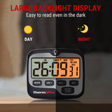ThermoPro TM01 Digital Kitchen Cooking Timer With Large Backlight Display Countdown And Countup Timer 12/24H Clock Mode