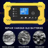 12V 6A Car Battery Charger Digital Car Battery Charger LCD Display Repair Motorcycle SUV Charger Power Repair Fully Automati