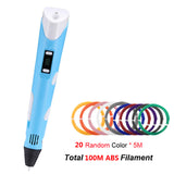 3D Printing Pen Digital Display Intelligent 3D Pen High Temperature 3D Graffiti Painting Pens with USB Educational Toys Gift