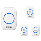 CACAZI Wireless Doorbell A10 DC Battery-operated 300M Range 38 Chimes Waterproof Home Cordless Flash Door Bell White