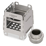 Lixada Portable Camping Titanium Stove Lightweight Folding Wood Burning Stove Pocket Stove Outdoor Camping Backpacking Picnic