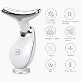 Anti Aging Face Skin Care Neck Massager With Heat 3 Colors LED Photon Therapy Skin Tighten Reduce Double Chin Face Toning Device