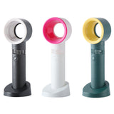 Portable Bladeless Fan Cordless Handheld USB Rechargeable Cooling Fan Summer Mini Air Cooler 3 Speed Level Leafless Desktop Fan