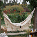 2 Person Hammock Boho Large Brazilian Macrame Fringe Double Deluxe Hammock Swing Net Chair Out/Indoor Hanging Hammock Swings