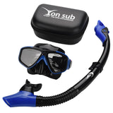 Yon Sub 2 Pcs Professional Diving Mask Snorkel Anti-Fog Goggles Glasses Set Eye Protector  Blue &amp; Camouflage