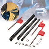 Metal Lathe Turning Tool Kit 3 PCS S07K/ S10K/ S12M-SCLCR06 Boring Bars 10 PCS CCMT0602 Carbide Inserts 3 Plum Wrenches