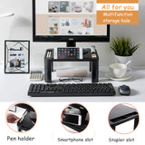 Monitor Riser Stand Adjustable Height Desktop Storage Organizer with Phone Holder for Mac Printer Laptop