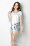 Freesmily Super Transparent Raincoat for Women Fashion EVA Waterproof Rain Poncho Coat Reusable with Drawstring Hood