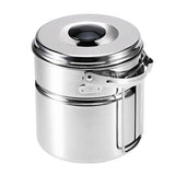 Stainless Steel Cooking Kettle Pot with Lid and Foldable Handle for Camping Hiking Fishing Picnic Backpacking Fishing Hunting