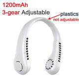 1800mAh Hanging Neck Fan USB Rechargeable Summer Cooling Fans Outdoor Sports Leafless Mute Sports Fans Wearable Neckband Fan