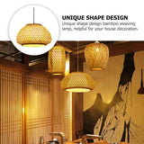 1Pc Natural Bamboo Pendant Lamp Decorative Ceiling Light Creative Gift (Khaki)