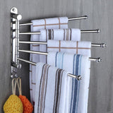 2/3/4/5 Rod Bathroom Towel Rack Punch-Free Rotating Towel Rack With Hook Rotatable Kitchen Bathroom Hanger 304 Stainless Steel