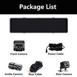 3 CHs Dash Cam Rear View Mirror FHD 1440P Car Video Recorder Carplay &amp; Android Auto WiFi Miracast GPS Navigation Bluetooth DVRsv