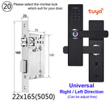 Wifi Tuya APP Electronic Door Lock Biometric Fingerprint 13.56mhz IC Card Password Mobile Phone Unlock Remotely Smart Home