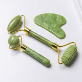 3 in 1 Facial Massage Roller Guasha Board Kit Double Heads Jade Stone Face Lift Skin Relaxation Slimming Gua Sha Beauty Tool
