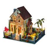 DIY European Large Villa Dollhouse Miniature Furniture With LED Kits Doll Houses Assemble Toys Children Christmas Gift Casa