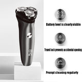 Rechargeable Electric Shaver 3D Triple Floating Blade Heads Shaving Washable Cordless Beard Trimmer for Men