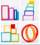 Rainbow Stacking Blocks Wooden Big Baby Balance Building Blocks Geometric Shape Variety Stacker Montessori Kid Educational Toy