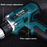 XLTOWN 16.8/21V electric screwdriver With 2 battery home cordless electric screwdriver hand drill lithium battery power tools