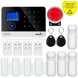 Newest Wireless Home Security Tuya WIFI GSM SIM card EN RU ES PL DE Switchable Smart Alarm system Tuya APP RFID Remote Control