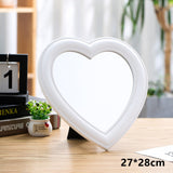 Heart-shaped Glass Mirror Beauty Makeup Tool Rotatable Standing Table Compact Mirror Dressing Table Home Bedroom Makeup Mirror