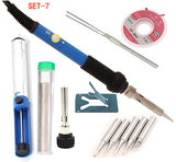 60W Adjustable Temperature Electric Soldering Iron Welding Station Tool Kit With 5pcs Solder Iron Tips Wire Stand Heater Sucker