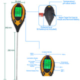 Soil PH Tester 4in1 Digital Soil Analyzer Multifunctional Soil Tester Sunlight Intensity PH Value Moistures Temperature Meter