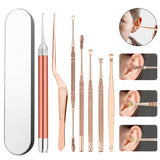 7pcs/set LED Flashlight Ear Wax Pickers Cleaner Stainless Steel Earpick Wax Remover Curette Ear Pick Cleaner Ear Cleaner