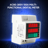 AC80-300V 100A Digital Energy Meter DIN Rail Multimeter Electric Power Meter kWh Meter AC Voltage Current Power Factor Tester
