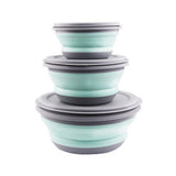 Hot Sale 3pcs Folding Bowl Outdoor Camping Tableware Sets Lunch Box Portable Salad Bowls with Lid for Hiking Cooking Supplies