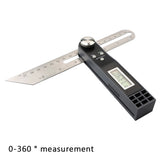 Stainless Steel Gauge Electronic Level Digital Protractor Sliding Angle Finder Battery Operated T Bevel Inclinometer 360 Degree