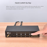 HDMI-Compatible KVM Switch 4 in 1 Out Monitors Updated Support HDR 4K@30Hz, Support Cascading for Quad Monitor-US Plug