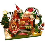 CUTEBEE DIY Doll House Wooden Doll Houses Miniature Dollhouse Furniture Kit with LED Toys for Children Christmas Gift