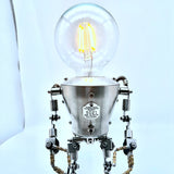 Manual Assembling Stainless Steel Steampunk Big Head Robot Lamp Home Bedroom Table Lamp Bar Atmosphere Lamp US Plug