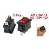 10 Pcs Red Light Illuminated ON/OFF 2 Position SPST Boat Rocker Switch 3 Pin