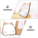 1 Pc Adjustable Makeup Mirror Wooden Cartoon Cat Table Cosmetic Mirror (Khaki)