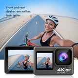 4K / 60Fps 2.0 Inch +1.3 Inch Dual Screen Action Camera 170° Underwater Waterproof Helmet Go Sports Pro Vlog Camera