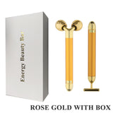 3D Facial Roller &amp; T Shape Face Massager Kit Face Lift Massager 24k Gold Beauty Bar Anti Wrinkles Skin Tightening Skin Care Tool