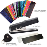 Guitar Pick Punch with Internal Strong &amp; Elastic Spring Include Leather Pick Holder 27 Pick Strips DIY Pick Maker Gift 2 Types