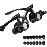 Headband LED Light Eyes Glasses Magnifier 2.5X 4X 6X 8X 10X 15X 20X 25X Optical Lens Glass Loupe For Watchmaker Jewelry Repair